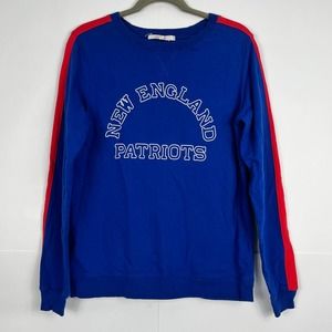 Junk Food New England Patriots Women M Blue Red Pullover Sweater Shirt Crew Neck